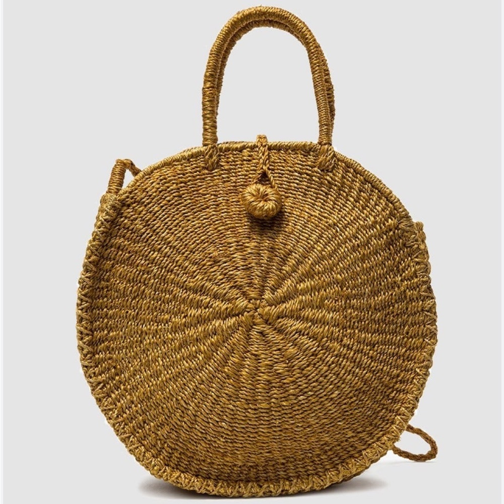 Abaca Ticao Round Hand Woven Tote Bag - Gold